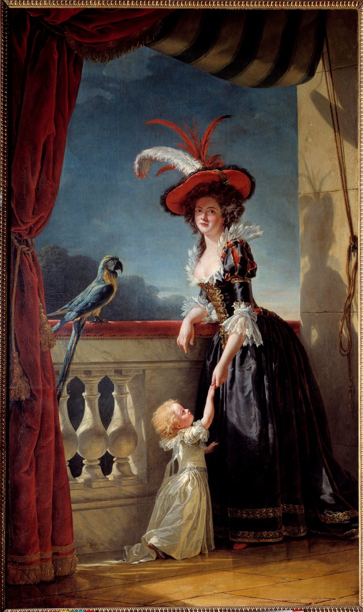 Ganzkörperporträt von Louise Elisabeth von Frankreich (Tochter von Ludwig XV.), Herzogin von Parma (1727-1759) und ihrem Sohn Don Ferdinand (1751-1802) von Adelaide Labille Guiard