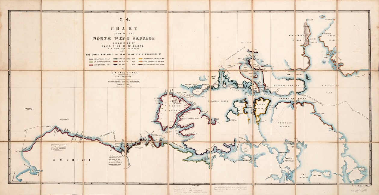 Karte, die die Nordwestpassage zeigt, entdeckt von Kapitän R. Le M. McClure, HMS 