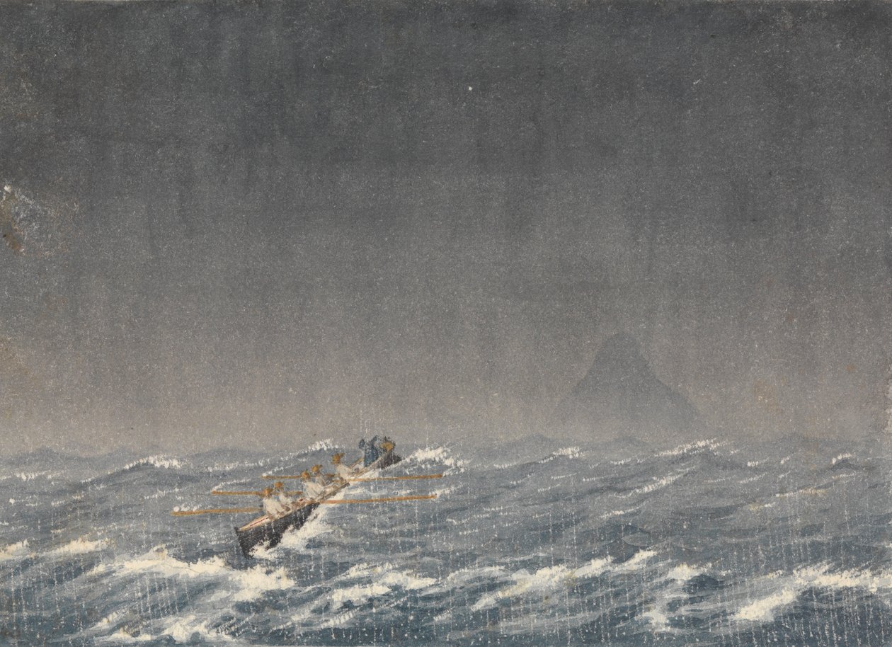 Äußere Ankerplatz bei einem Sturm, Mazatlán [Mexiko], 22. August 1850, 8 Uhr morgens. ... "Frage, welcher Weg führt zum Schiff?" von Admiral Sir Edward Gennys Fanshawe