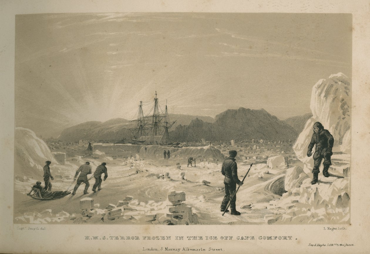 H.M.S. Terror im Eis vor Cape Comfort eingefroren von Admiral William Henry Smyth