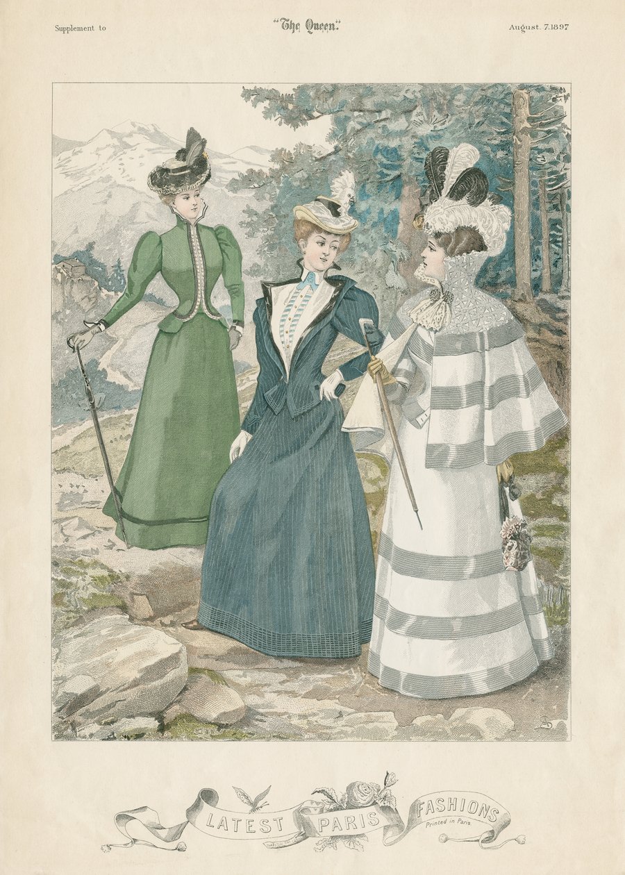 Neueste Pariser Mode, Illustration aus The Queen, 7. August 1897 von Adolf Karol Sandoz