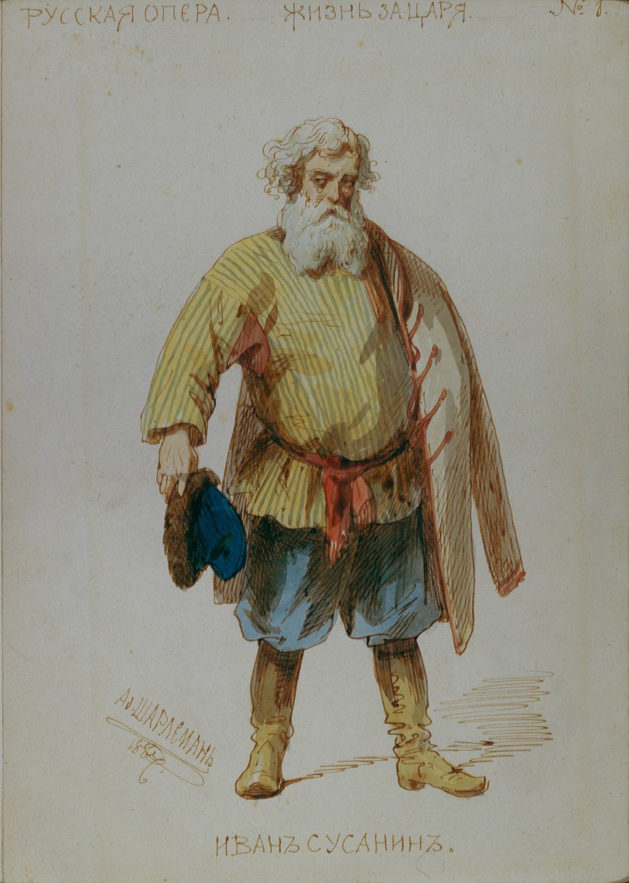 Kostümentwurf für die Oper Ein Leben für den Zaren von M. Glinka, 1887 von Adolf Charlemagne