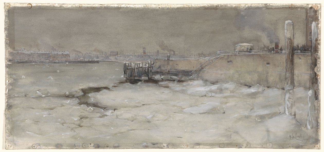 Das Schieben des Eises auf der Maas in Rotterdam von Adolf le Comte