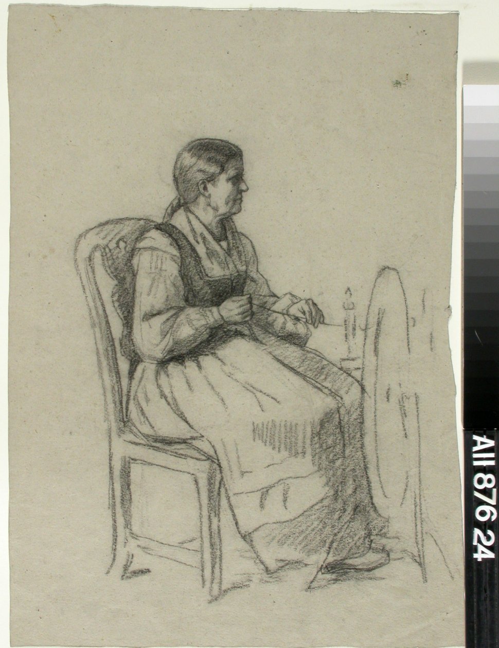 Spinnende Frau von Adolf von Becker