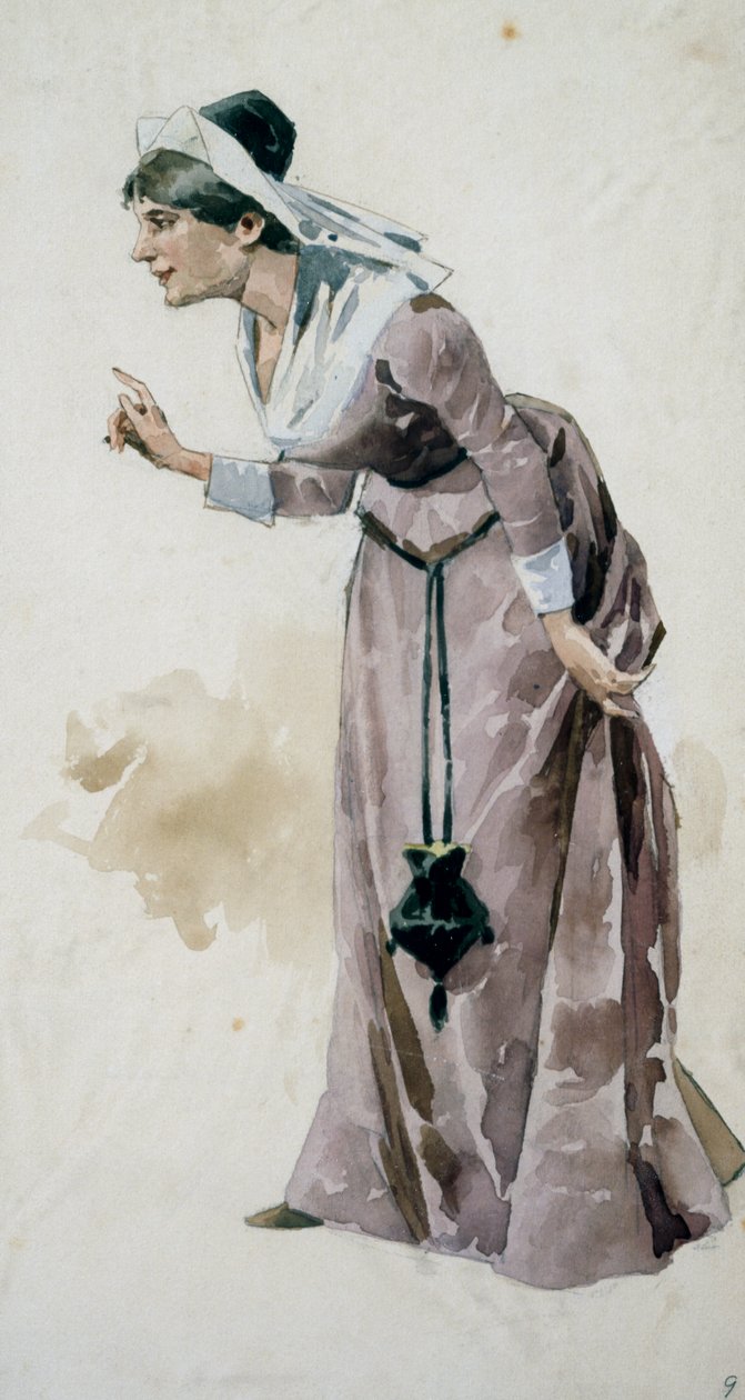 Kostümentwurf von Adolf Hohenstein (1854-1928) für die Premiere der Oper Falstaff von Giuseppe Verdi (1813-1901), aufgeführt im Teatro alla Scala in Mailand, 9. Februar von Adolfo Hohenstein
