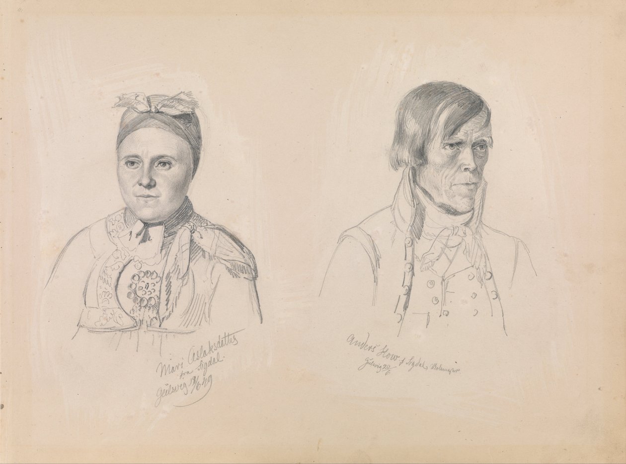 Mari Aslaksdatter und Anders How aus Sigdal von Adolph Tidemand