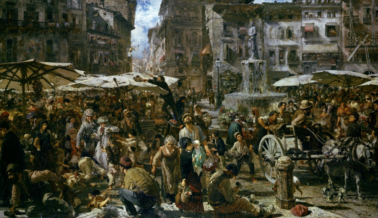Der Markt von Verona von Adolph Menzel