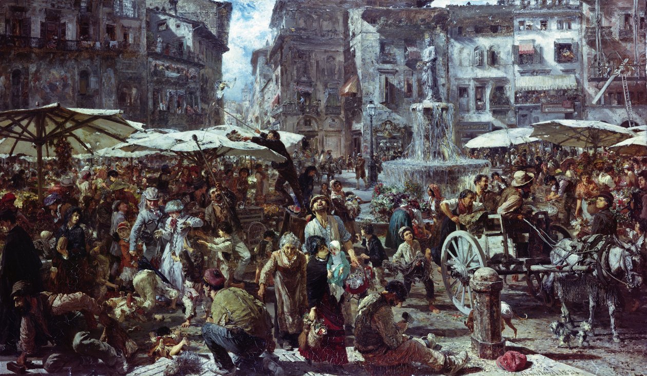 Der Markt von Verona von Adolph Menzel
