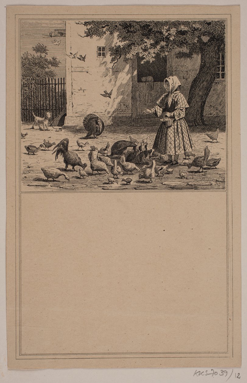 Im Hühnerhof. Nr. 11 in Chr. Winther und M. Rørbye, "25 Bilder für kleine Kinder" von Johan Adolph Kittendorff