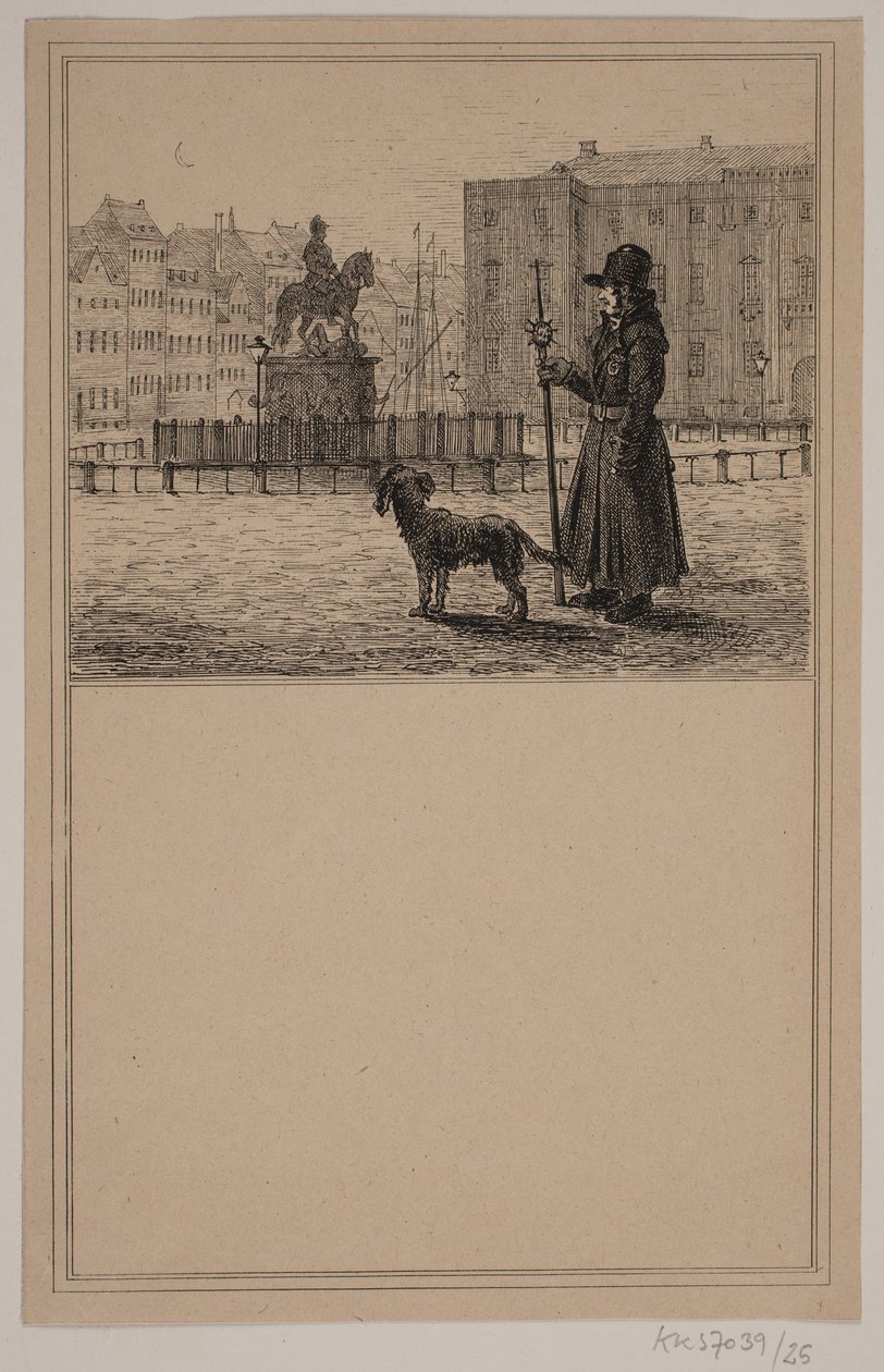 Der Wächter. Nr. 24 in Chr. Winther und M. Rørbye, "25 Bilder für kleine Kinder" von Johan Adolph Kittendorff