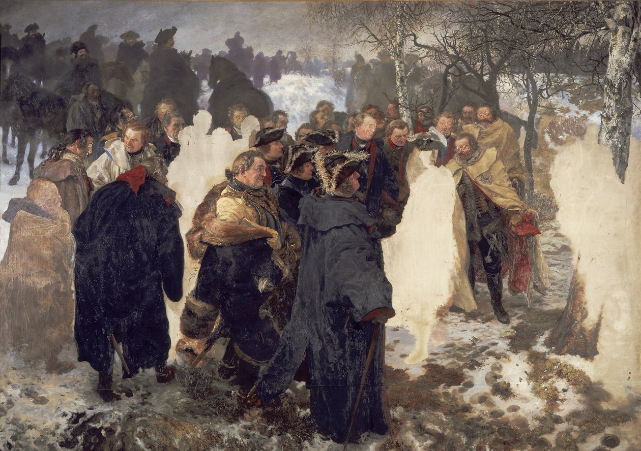 Ansprache Friedrichs des Großen an seine Generäle vor der Schlacht bei Leuthen 1757. Unvollendet von Adolph Menzel