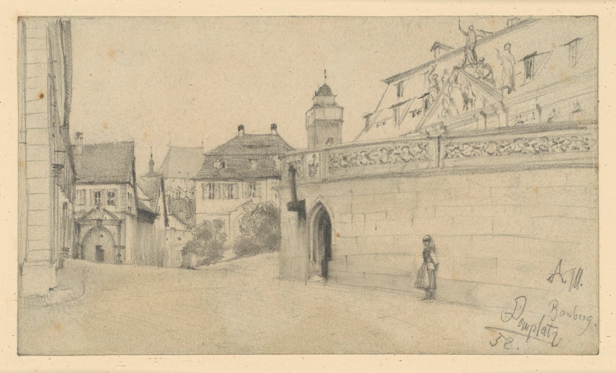 Bamberg. Domplatz zwischen Domplatz 1 und Domkranz nach Süden von Adolph Menzel