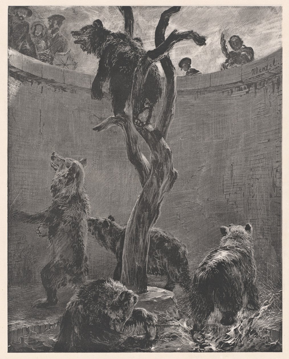 Der Bärenzwinger im zoologischen Garten von Adolph Menzel