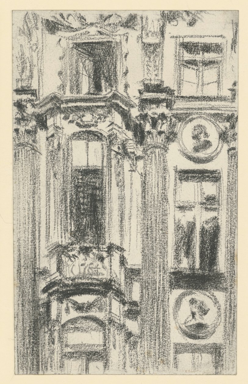 Detail des Mittelrisalits des Palais du Saxe in Dresden von Adolph Menzel