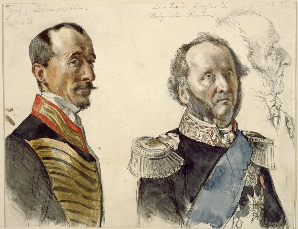 Dr. von Zander und Graf zu Dohna-Schlodien. Studie zum Gemälde "Krönung Wilhelms I. in Königsberg" von Adolph Menzel