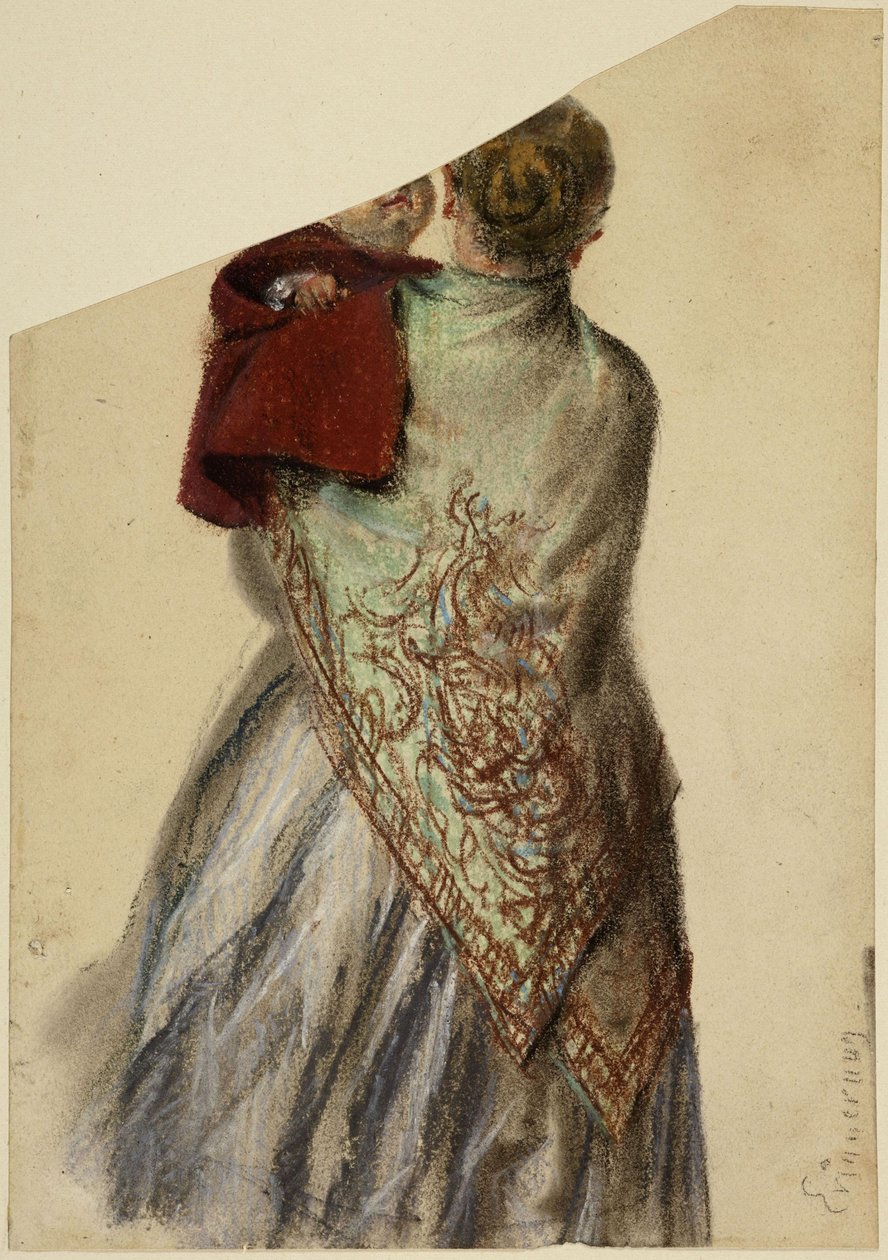 Frau mit Kleinkind auf dem Arm von Adolph Menzel