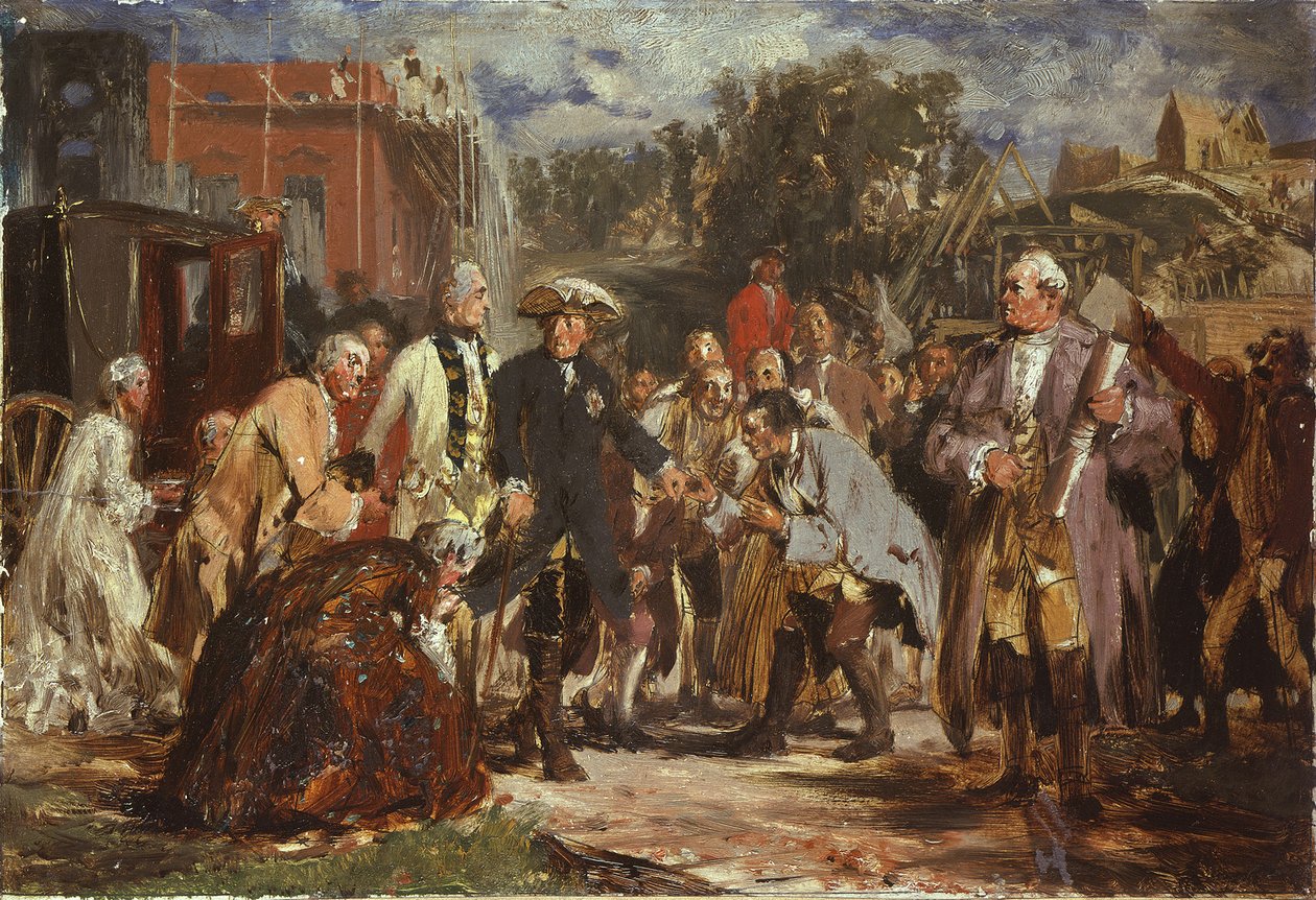 Friedrich der Große auf Reisen. Skizze von Adolph Menzel