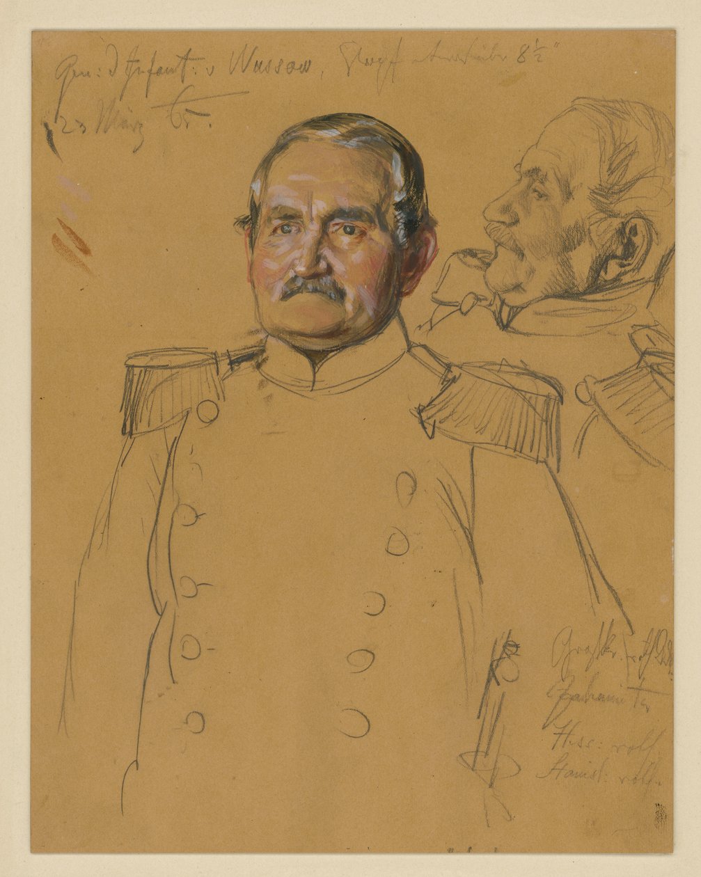 General von Wussow, Porträtstudie zu "Die Krönung Wilhelms I. in Königsberg" von Adolph Menzel