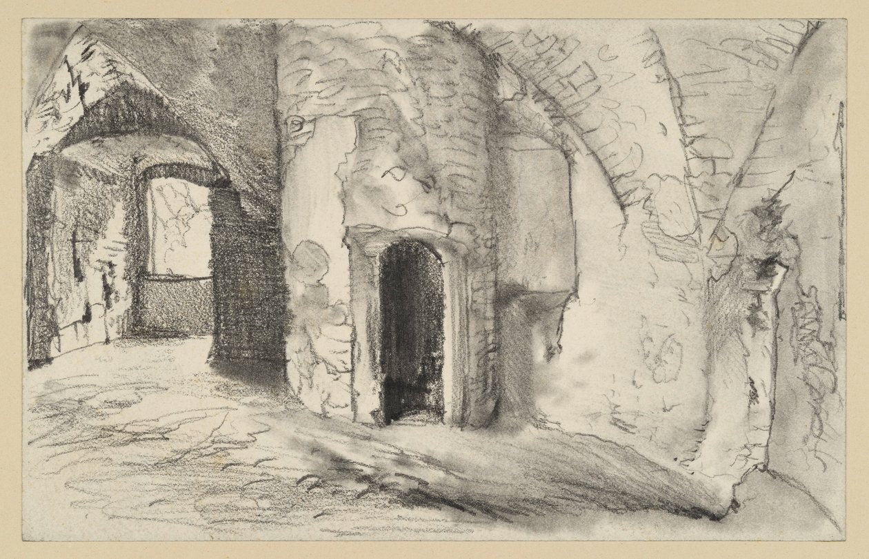 Gewölbter Raum mit Eingang zum Rundturm von Adolph Menzel