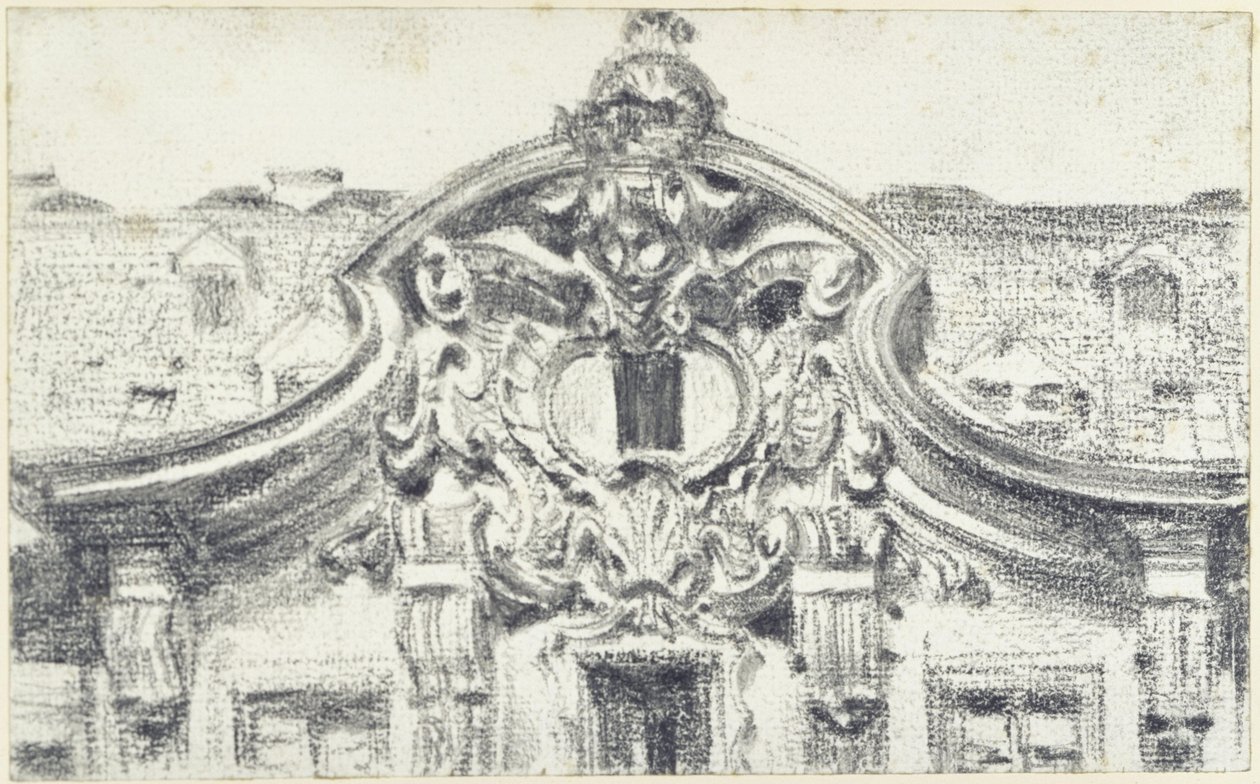 Giebel des Mittelrisalits des Palais du Saxe in Dresden von Adolph Menzel