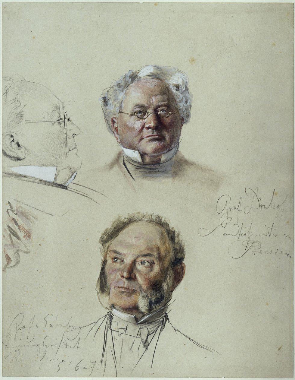 Graf Eulenburg und Graf Dönhoff. Studie zum Gemälde "Krönung Wilhelms I. in Königsberg" von Adolph Menzel