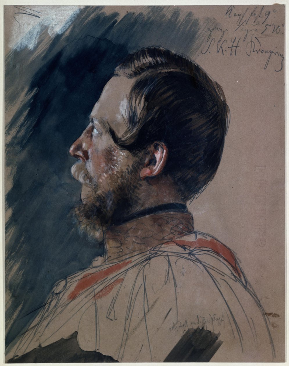 Kronprinz Friedrich Wilhelm. Studie zum Gemälde "Krönung Wilhelms I. in Königsberg" von Adolph Menzel