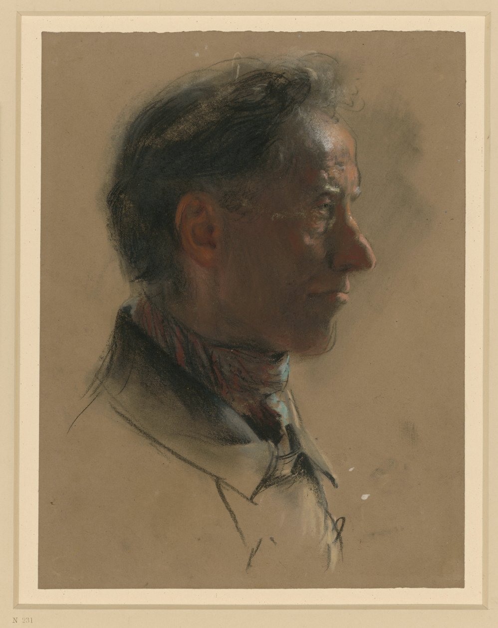 Männlicher Kopf nach rechts von Adolph Menzel