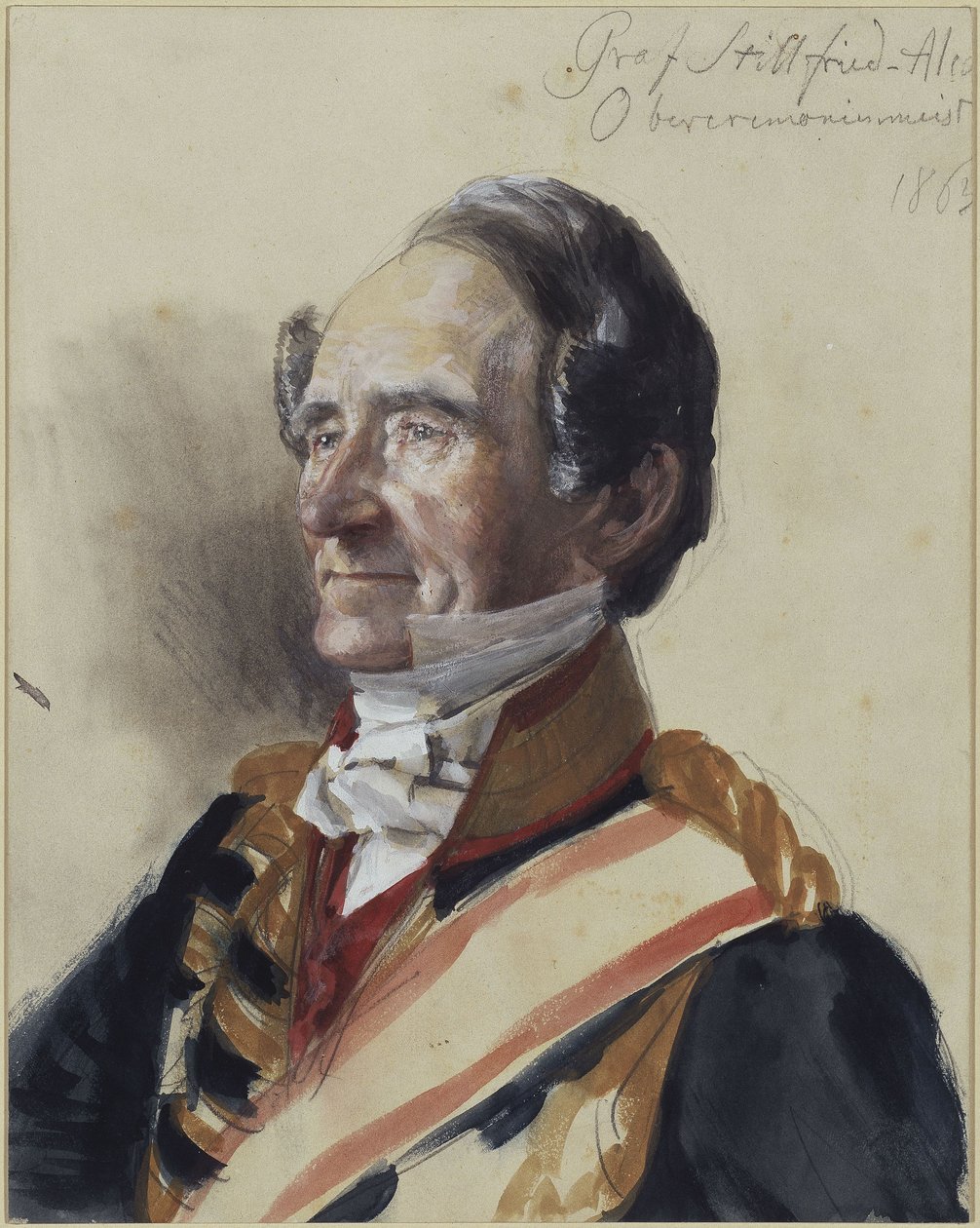 Oberzeremonienmeister Rudolf Graf Stillfried-Alcantara. Studie zum Gemälde "Krönung Wilhelms I. in Königsberg" von Adolph Menzel