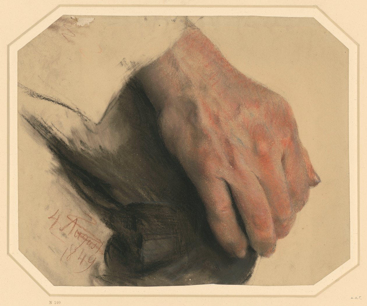 Rechte Hand eines Mannes auf dem Knie ruhend von Adolph Menzel