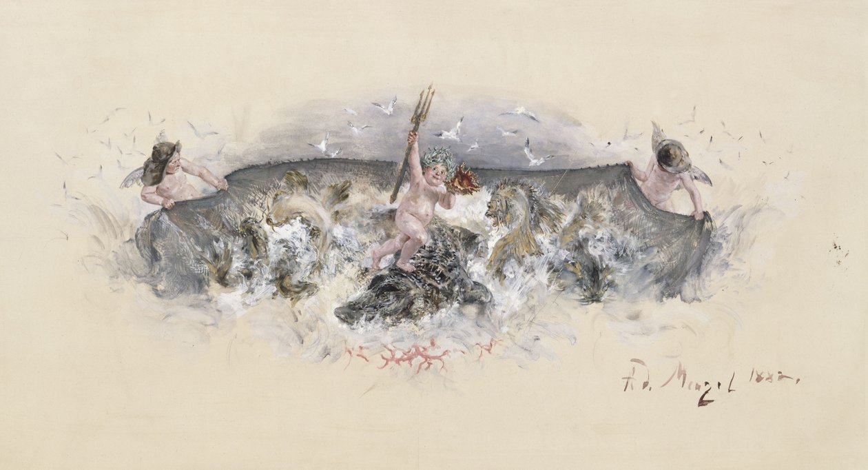 Vorlage für den Schmuck der Fischschüssel im Tafelgeschirr zur Silberhochzeit des Kronprinzenpaares von Adolph Menzel