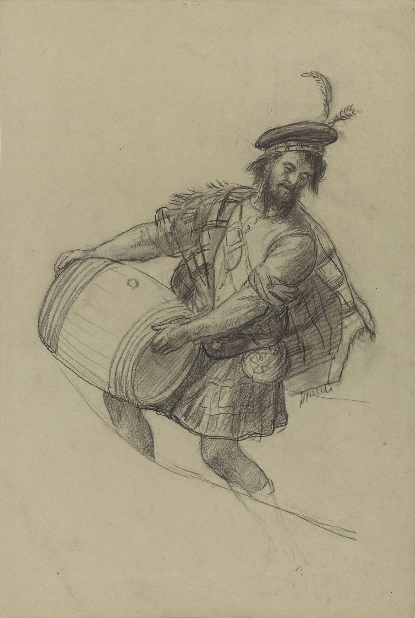 Landsknecht mit Fass in den Armen von Adolph Tidemand