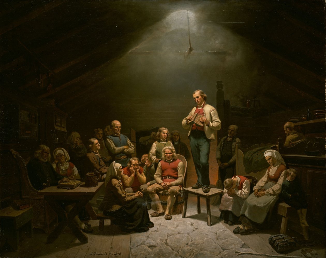 Niedere Kirchenandacht von Adolph Tidemand