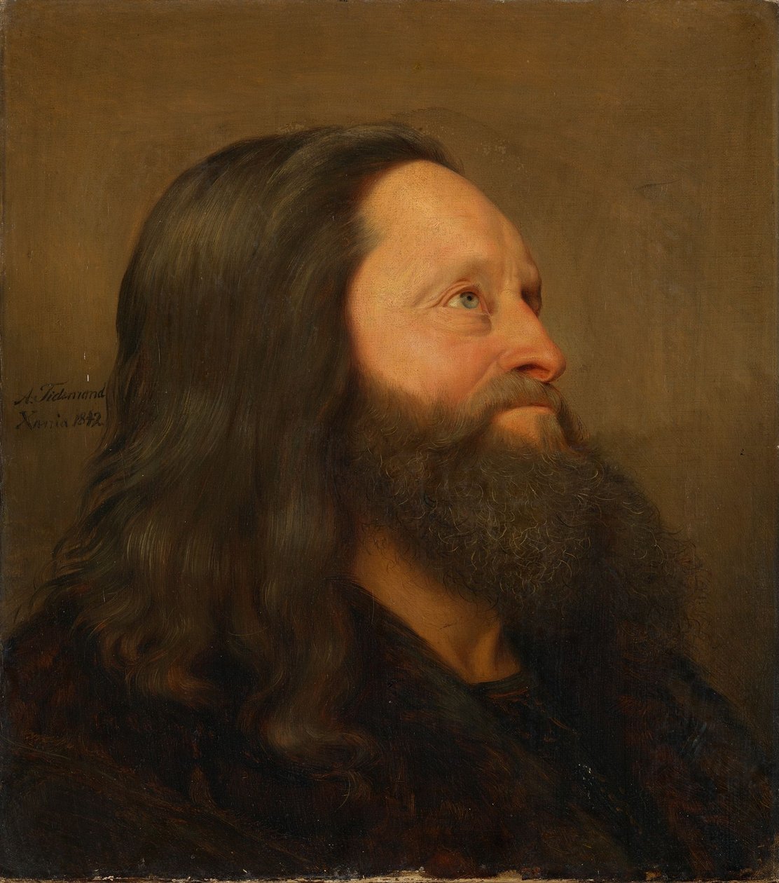 Porträtstudie eines alten Mannes von Adolph Tidemand