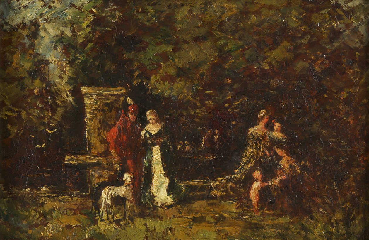 Elegante Figuren in einer Waldlichtung, ca. 1860-80 von Adolphe Joseph Thomas Monticelli