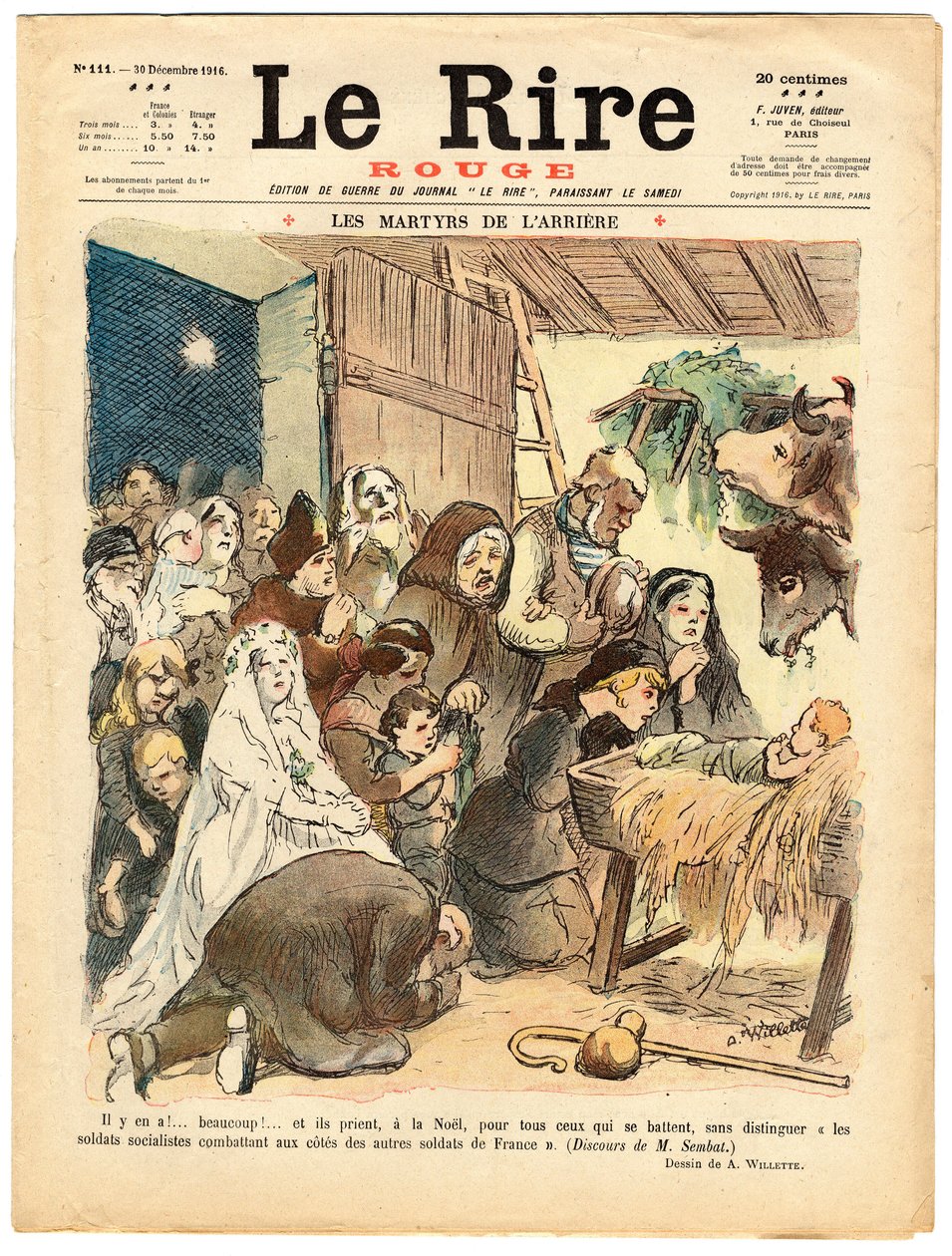 Titelblatt von „Das Rote Lachen“, Satirisch in Farben von Adolphe Leon Willette