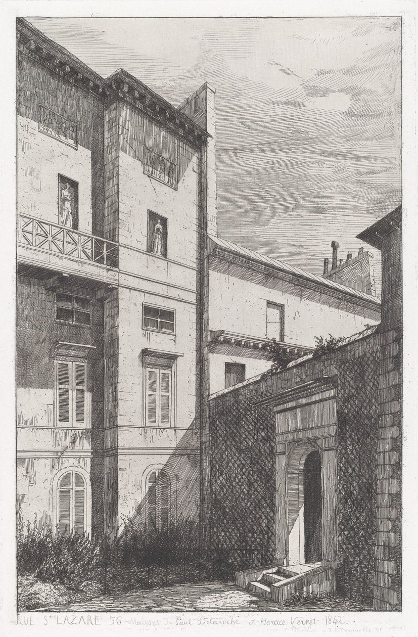 Rue St. Lazare 56, Haus von Paul Delaroche und Horace Vernet von Adolphe Théodore Jules Martial Potémont