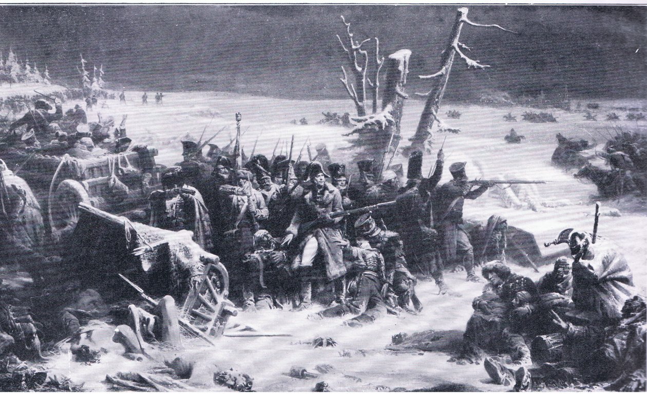 Marschall Ney unterstützt die Nachhut während des Rückzugs aus Moskau, Illustration aus Landmarks in European History, veröffentlicht von Gresham Publishing Co, ca. 1920 (Lithografie) von Adolphe Yvon