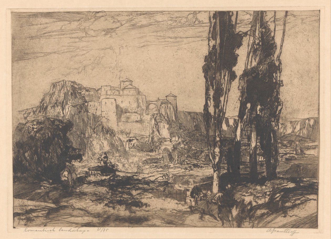 Romantische Landschaft von Adriaan J. van 