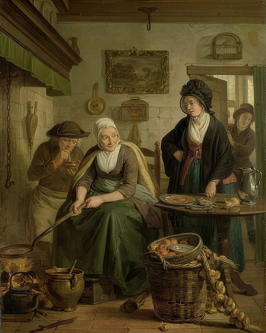 Frau beim Backen von Pfannkuchen von Adriaan de Lelie