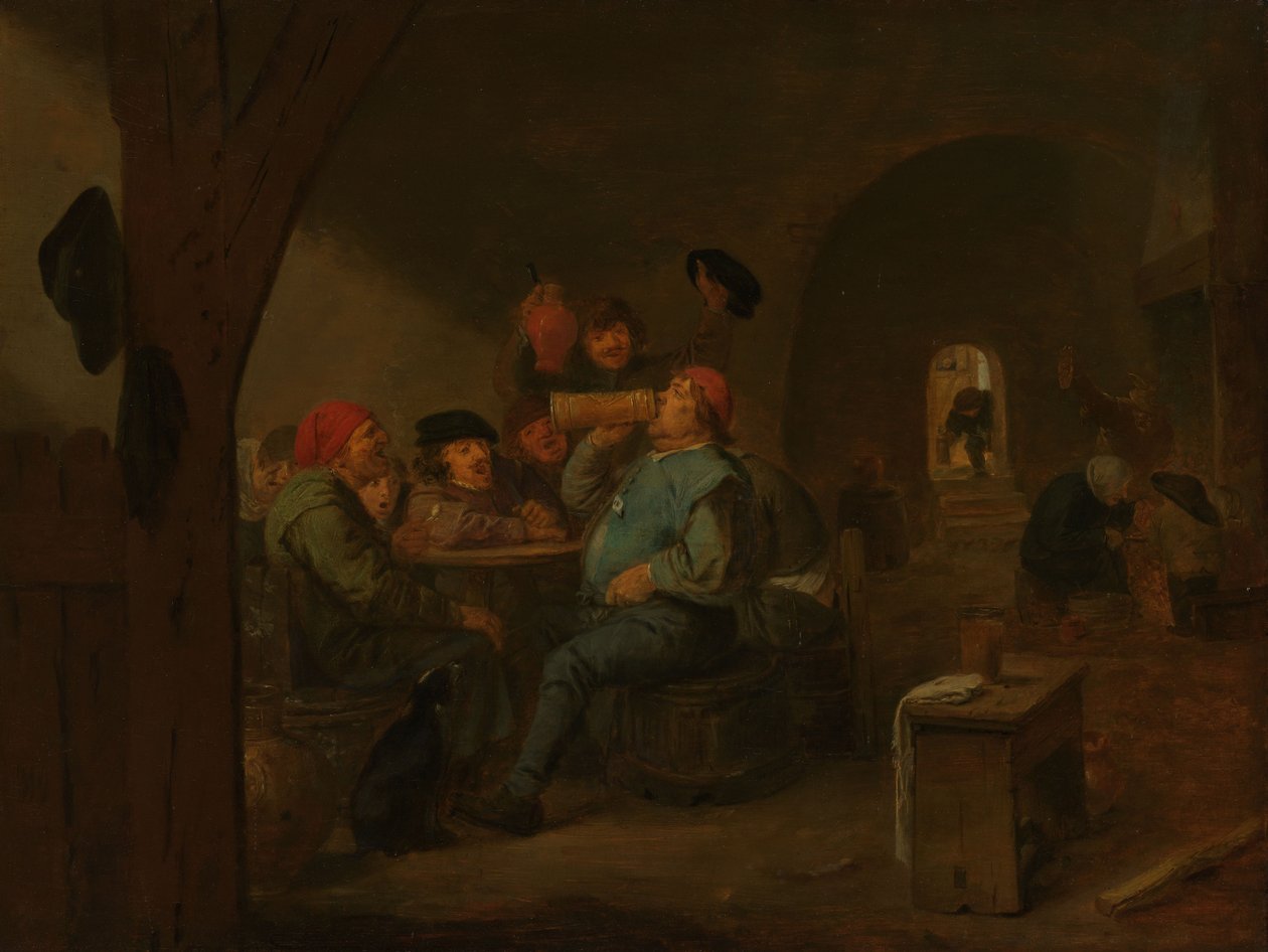 Trinkgelage in einer Taverne, um 1700 von Adriaen (follower of) Brouwer