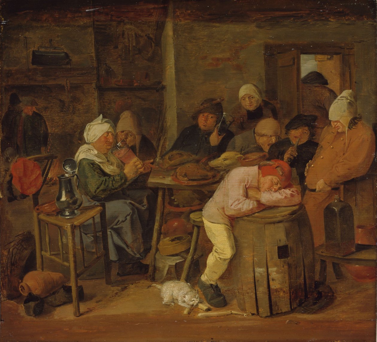 Bauern im Inneren (Das Schlachtfest) von Adriaen Brouwer