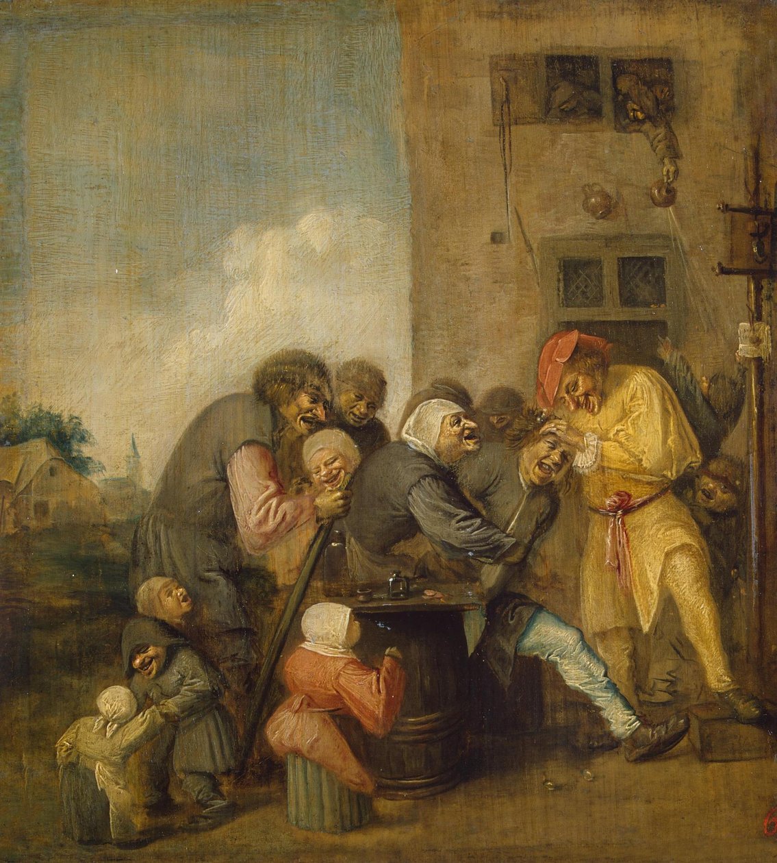 Dorfcharlatan (Die Operation für den Stein im Kopf) von Adriaen Brouwer