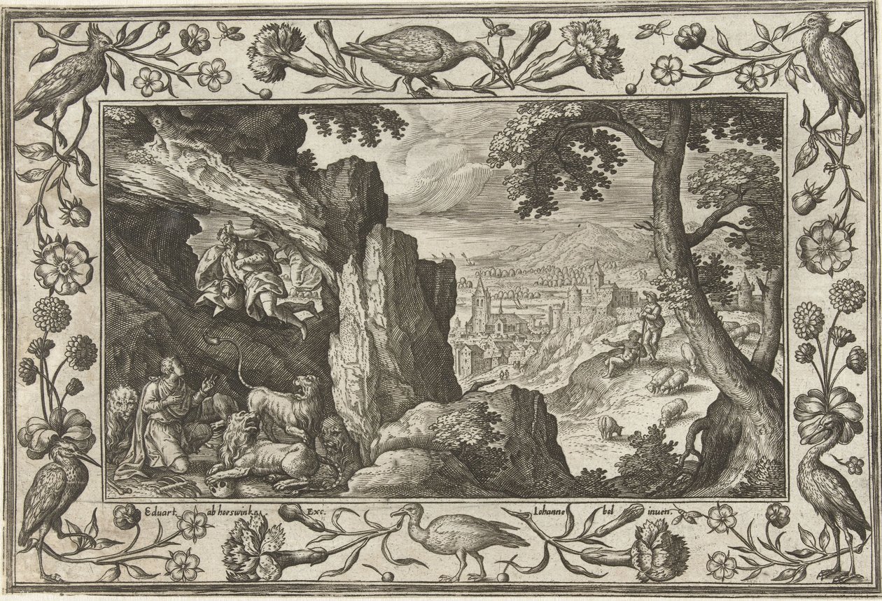 Daniel in der Löwengrube von Adriaen Collaert
