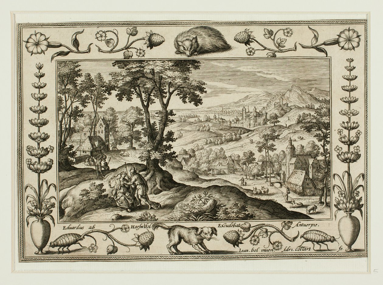 Juda und Tamar, aus Landschaften mit alten und neuen Testamentsszenen und Jagdszenen von Adriaen Collaert