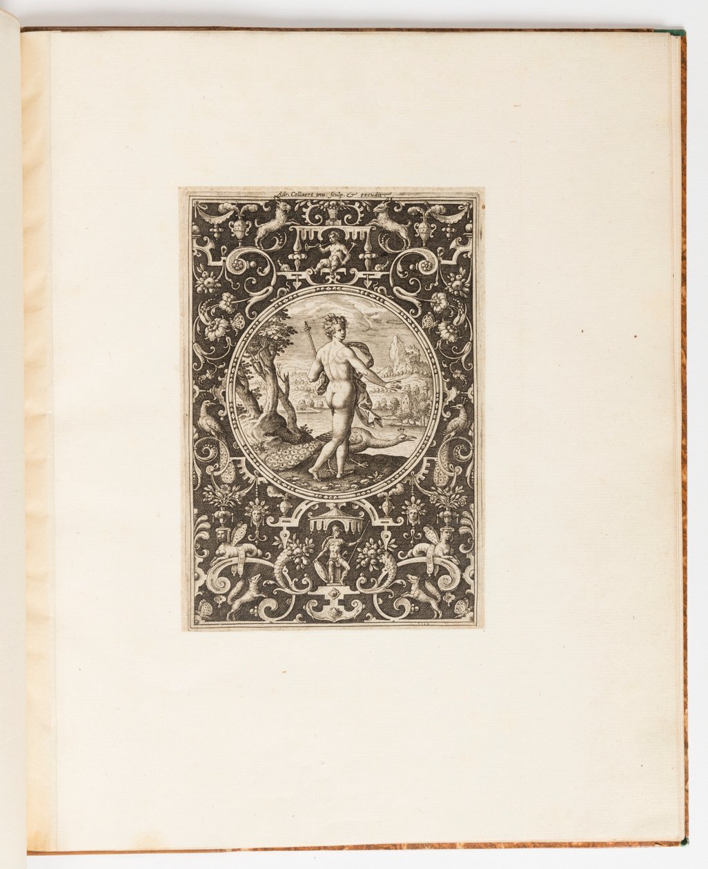 Juno, Platte aus einer Suite von 6 ornamentalen Entwürfen mit dem Urteil des Paris von Adriaen Collaert