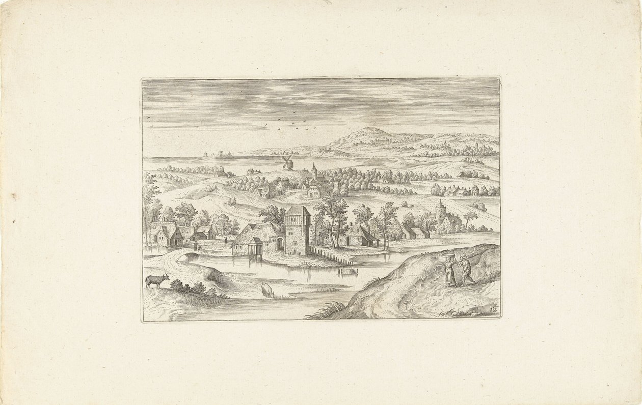 Landschaft mit einem Bauernhof von Adriaen Collaert