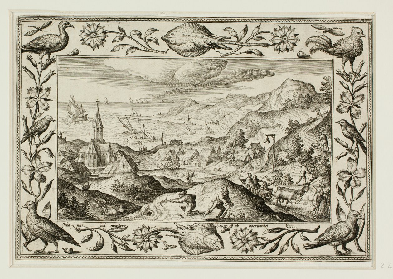 Hasenjagd, aus Landschaften mit Szenen aus dem Alten und Neuen Testament und Jagdszenen von Adriaen Collaert