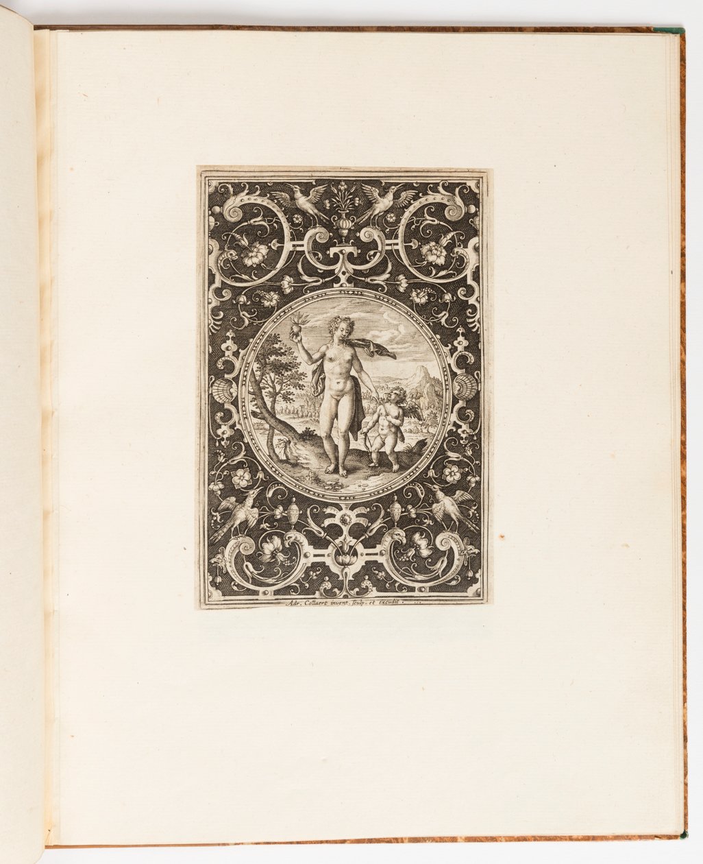 Venus, Platte aus einer Suite von 6 ornamentalen Entwürfen mit dem Urteil des Paris von Adriaen Collaert