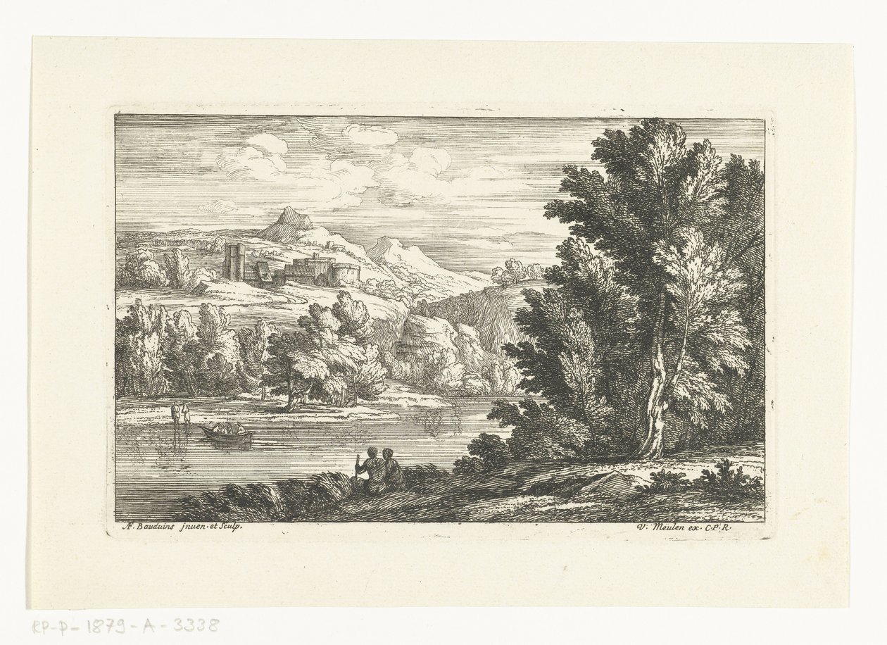Landschaft mit einem Fluss und einer Burg von Adriaen Frans Boudewyns