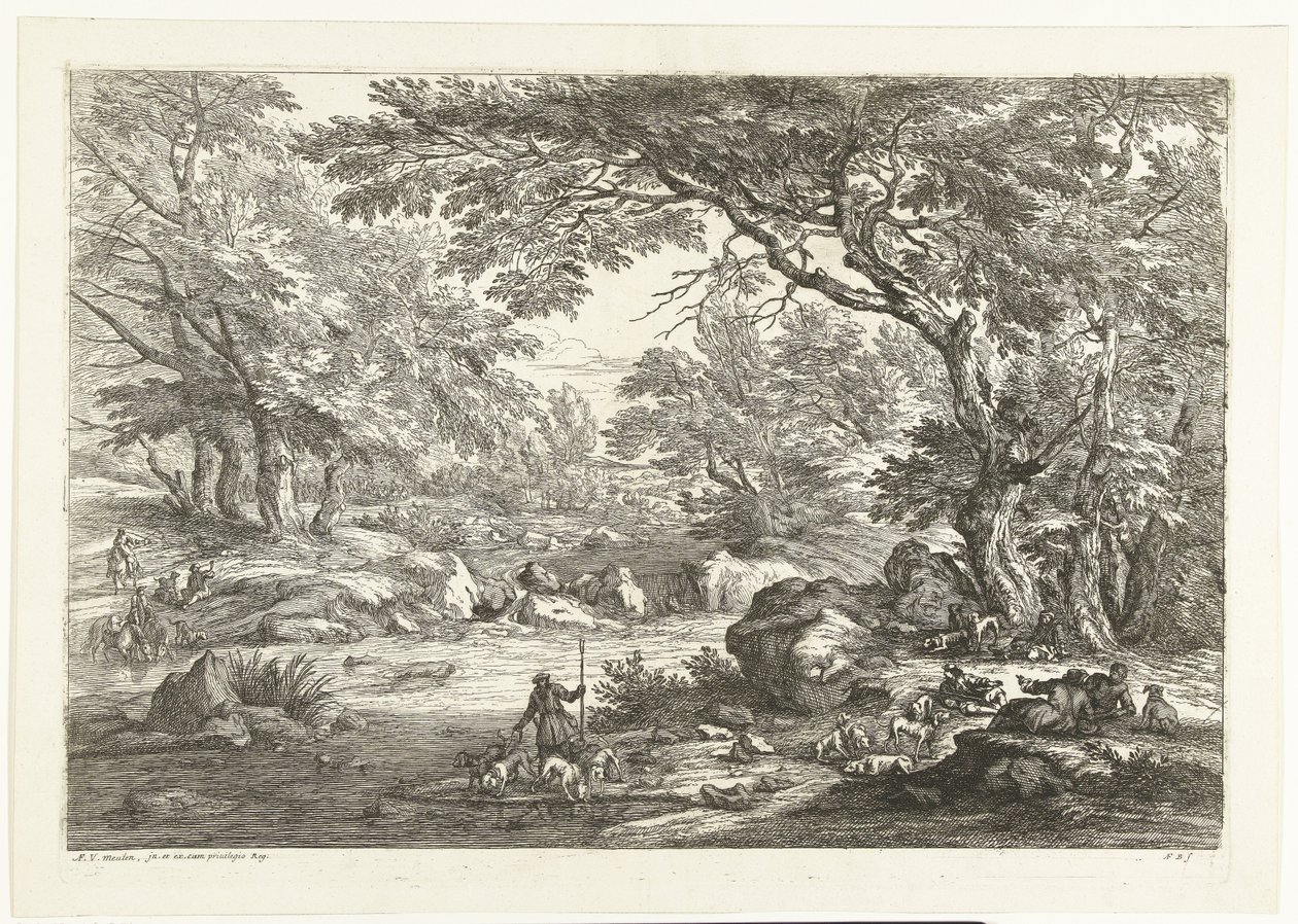 Landschaft mit ruhenden Jägern Landschaften mit Jägern (Serientitel) von Adriaen Frans Boudewyns